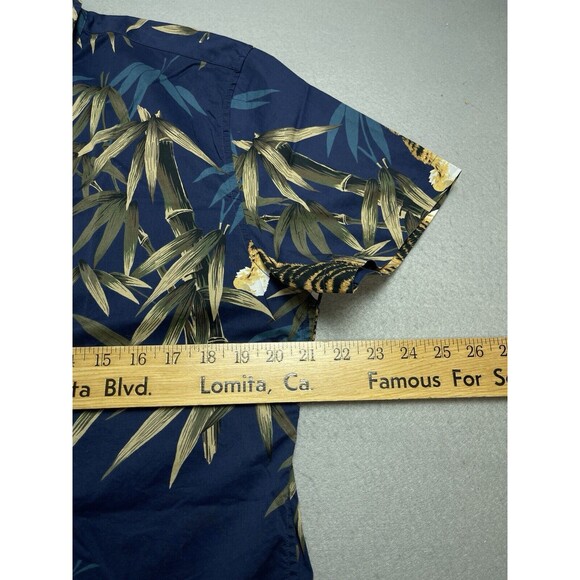 Bonobos Shirt Men's Medium Tiger Print Bamboo All over Print Blue Hawaiian - Picture 5 of 9